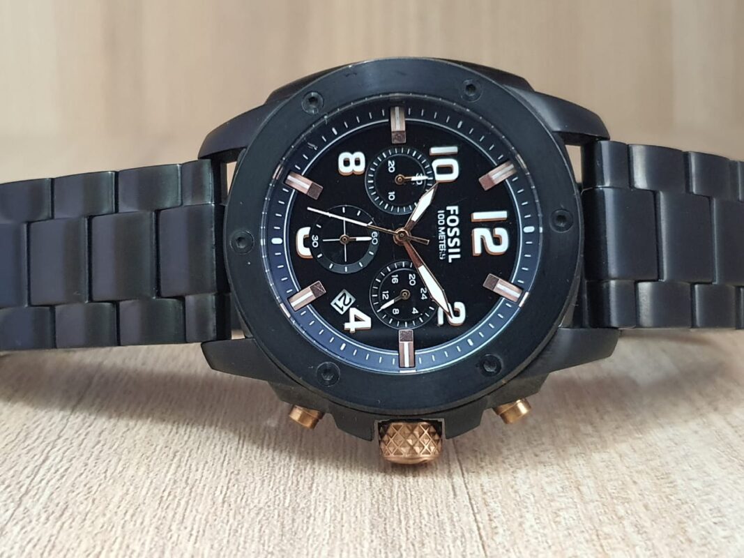 Fossil Men S Chronograph Black Stainless Steel 44mm Watch FS5066