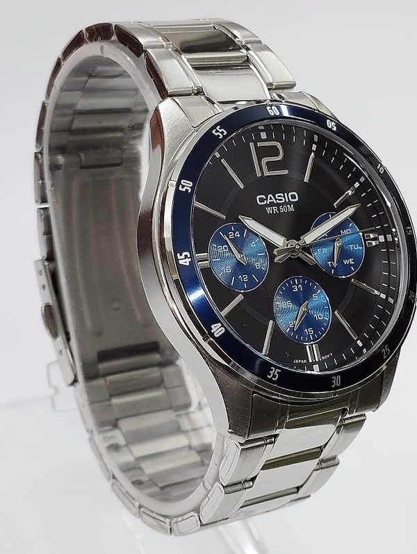 Casio Mens Quartz Silver Stainless Steel Black Dial Mm Watch Mtp