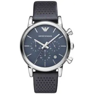 Emporio Armani Men's Quartz Leather Strap Blue Dial 41mm Watch AR1736