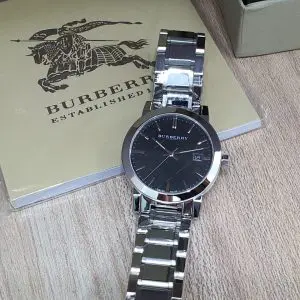 Burberry Men's Stainless Steel Swiss Made Black Dial Watch BU9001