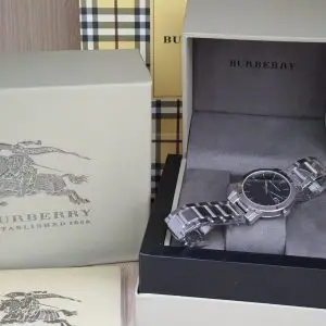 Burberry Men's Stainless Steel Swiss Made Black Dial Watch BU9001