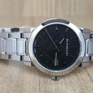 Burberry Men's Stainless Steel Swiss Made Black Dial Watch BU9001