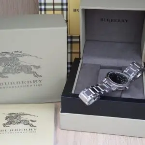 Burberry Men's Stainless Steel Swiss Made Black Dial Watch BU9001