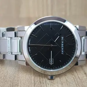 Burberry Men's Stainless Steel Swiss Made Black Dial Watch BU9001