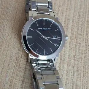 Burberry Men's Stainless Steel Swiss Made Black Dial Watch BU9001