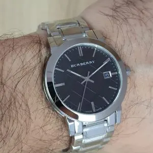 Burberry Men's Stainless Steel Swiss Made Black Dial Watch BU9001