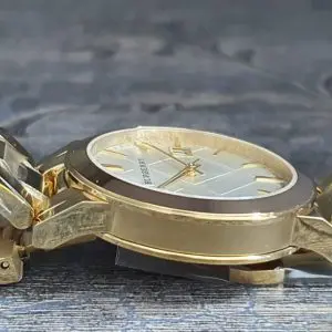 Burberry Ladies Stainless Steel White Dial Gold tone Watch BU9103