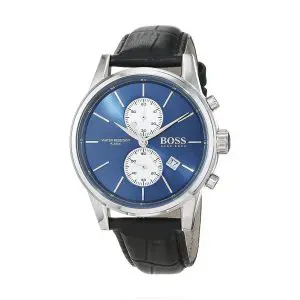 Hugo Boss Men's Chronograph Leather Strap Blue Dial 41mm Watch 1513283