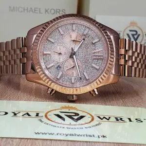 Michael Kors Women’s Analog Quartz Stainless Steel Rose Gold Dial 44mm Watch MK8580
