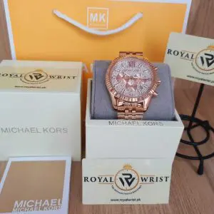 Michael Kors Women’s Analog Quartz Stainless Steel Rose Gold Dial 44mm Watch MK8580
