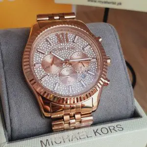 Michael Kors Women’s Analog Quartz Stainless Steel Rose Gold Dial 44mm Watch MK8580