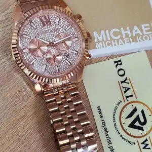Michael Kors Women’s Analog Quartz Stainless Steel Rose Gold Dial 44mm Watch MK8580