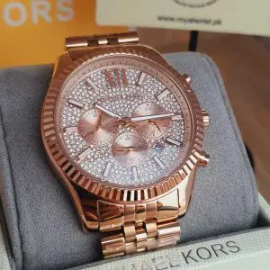 Michael Kors Women’s Analog Quartz Stainless Steel Rose Gold Dial 44mm Watch MK8580