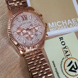 Michael Kors Women’s Analog Quartz Stainless Steel Rose Gold Dial 44mm Watch MK8580