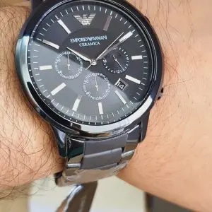Emporio Armani Men’s Chronograph Quartz Stainless Steel Black Dial Watch AR1451