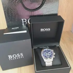 Hugo Boss Men’s Chronograph Quartz Stainless Steel Blue Dial 46mm Watch 1512963