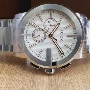 Gucci Men’s Analog Quartz Display Swiss Made Stainless Steel Silver 44mm Watch YA101201