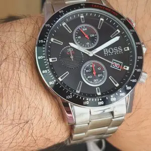 Hugo Boss Men’s Chronograph Quartz Stainless Steel Black Dial 44mm Watch 1513509