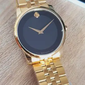 Movado Men’s Quartz Swiss Made Stainless Steel Black Dial Watch 0606997
