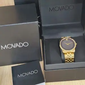 Movado Men’s Quartz Swiss Made Stainless Steel Black Dial Watch 0606997