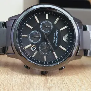 Emporio Armani Men’s Chronograph Quartz Stainless Steel Black Dial Watch AR1451