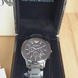 Emporio Armani Men’s Chronograph Quartz Stainless Steel Black Dial Watch AR1451