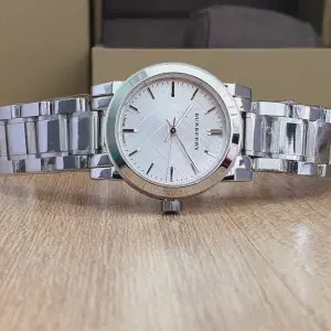 Burberry Ladies Swiss Made Stainless Steel Silver 26mm Watch BU9200