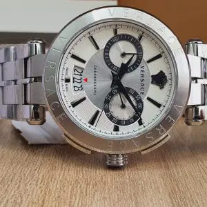 Versace Men’s Quartz Swiss Made Stainless Steel White Dial 45mm Watch VBR040017