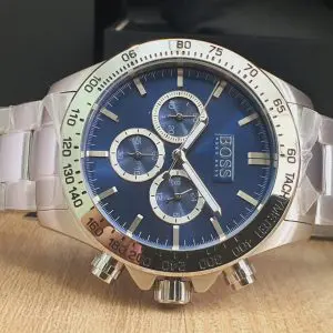 Hugo Boss Men’s Chronograph Quartz Stainless Steel Blue Dial 46mm Watch 1512963