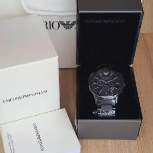 Emporio Armani Men’s Chronograph Quartz Stainless Steel Black Dial Watch AR1451