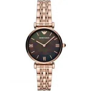 Emporio Armani Women’s Analog Stainless Steel Black Dial 32mm Watch AR11145