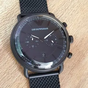 Emporio Armani Men's Chronograph Quartz Stainless Steel Black Dial Watch AR11264