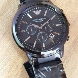 Emporio Armani Men’s Chronograph Quartz Stainless Steel Black Dial Watch AR1451
