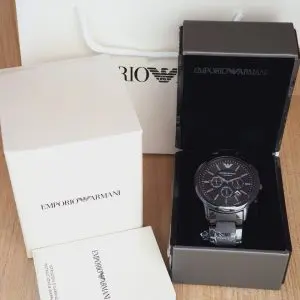 Emporio Armani Men’s Chronograph Quartz Stainless Steel Black Dial Watch AR1451