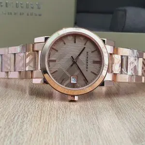 Burberry Ladies Swiss Made Stainless Steel Rose Gold 34mm Watch BU9146