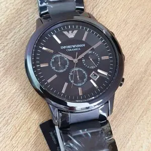Emporio Armani Men’s Chronograph Quartz Stainless Steel Black Dial Watch AR1451