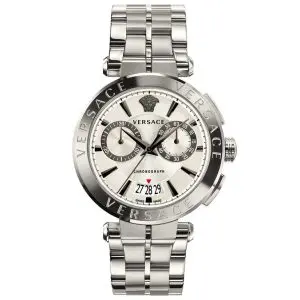 Versace Men’s Quartz Swiss Made Stainless Steel White Dial 45mm Watch VBR040017