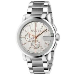 Gucci Men’s Swiss Made Quartz Stainless Steel Silver Dial 44mm Watch YA101201