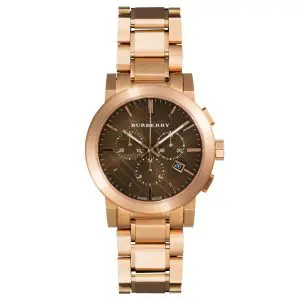 Burberry Men's Swiss Made Gold-Tone Stainless Steel Grey Dial 42mm Watch BU9353