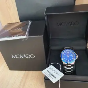 Movado Men’s Quartz Swiss Made Stainless Steel Blue Dial 40mm Watch 2600137