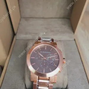 Burberry Men's Swiss Made Gold-Tone Stainless Steel Grey Dial 42mm Watch BU9353