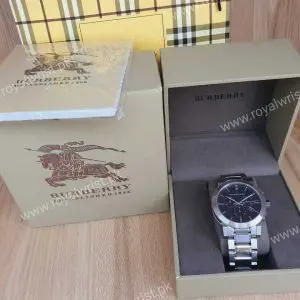 Burberry Men’s Swiss Made Stainless Steel Black Dial 42mm Watch BU9351