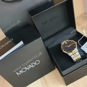 Movado Men’s Quartz Stainless Steel Two-Tone Swiss Made Black Dial 40mm Watch 0607202
