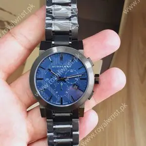 BURBERRY Men’s Swiss made Stainless Steel Blue Dial 42mm Watch BU9365