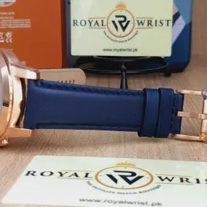 Fossil Men’s Quartz Chronograph Blue Leather Strap Blue Dial 44mm Watch FS4835