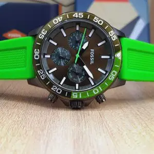 Fossil Men’s Quartz Green Silicone Strap Green Dial 45mm Watch BQ2501