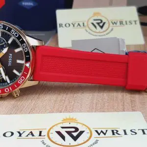 Fossil Men’s Quartz Red Silicone Strap Grey Dial 45mm Watch BQ2499