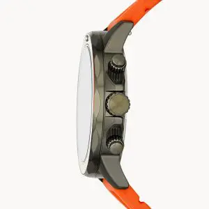 Fossil Men’s Chronograph Quartz Orange Silicone Strap 45mm Watch BQ2500