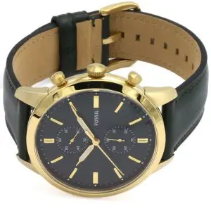 Fossil Men’s Chronograph Quartz Green Leather Strap Green Dial 44mm Watch FS5599
