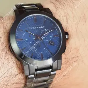 BURBERRY Men’s Swiss made Stainless Steel Blue Dial 42mm Watch BU9365